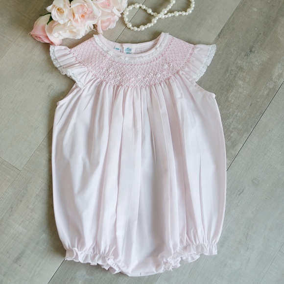 Pink Smocked Heirloom Romper 24 Months Feltman Brothers Vintage LaceNWT